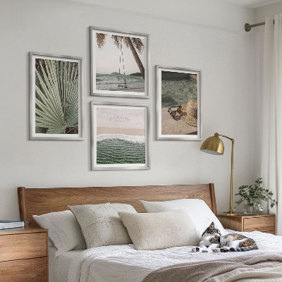 Set of 4 wall art pieces Beach swing leaf vacation