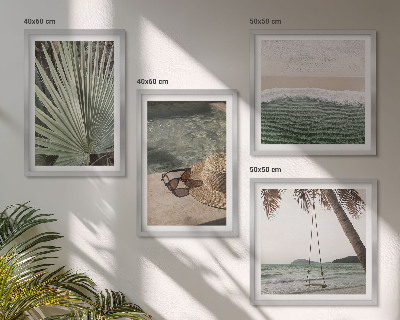 Set of 4 wall art pieces Beach swing leaf vacation