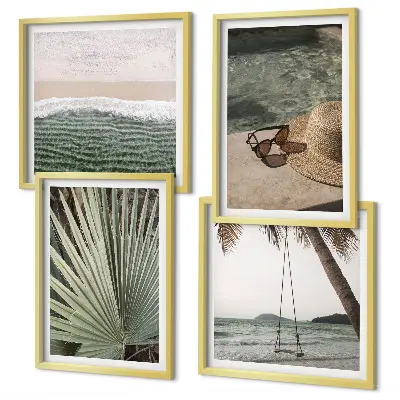 Beach swing leaf wall art set set of 4 pieces