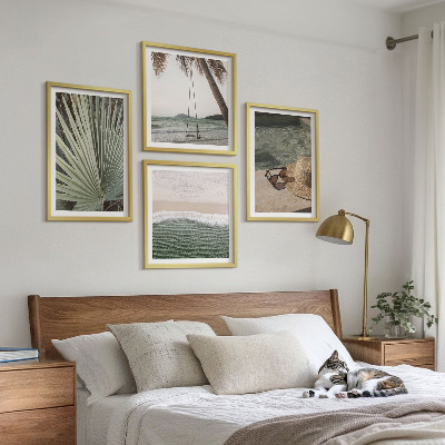 Set of 4 wall art pieces Beach swing leaf vacation