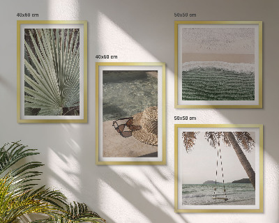 Set of 4 wall art pieces Beach swing leaf vacation