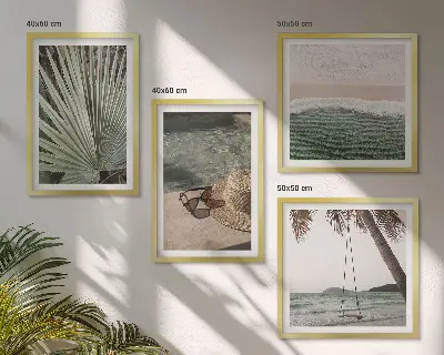 Beach swing leaf wall art set set of 4 pieces