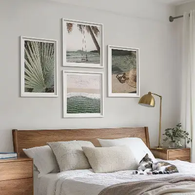 Beach swing leaf wall art set set of 4 pieces