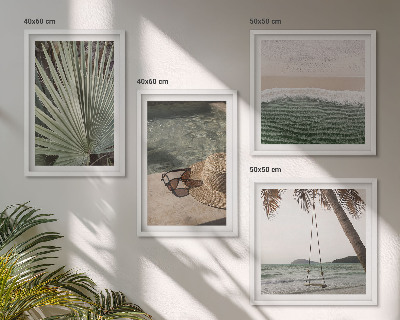 Set of 4 wall art pieces Beach swing leaf vacation