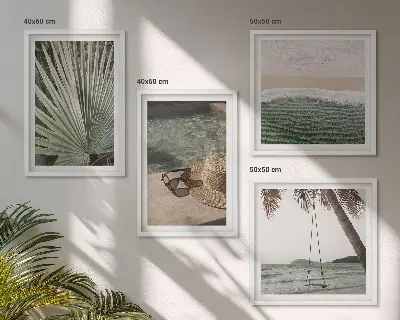 Beach swing leaf wall art set set of 4 pieces