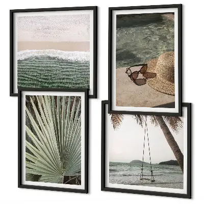 Beach swing leaf wall art set set of 4 pieces