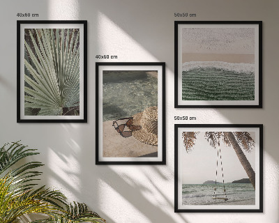 Set of 4 wall art pieces Beach swing leaf vacation