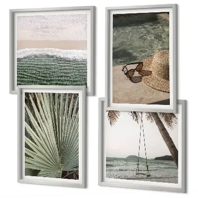 Beach swing leaf wall art set set of 4 pieces