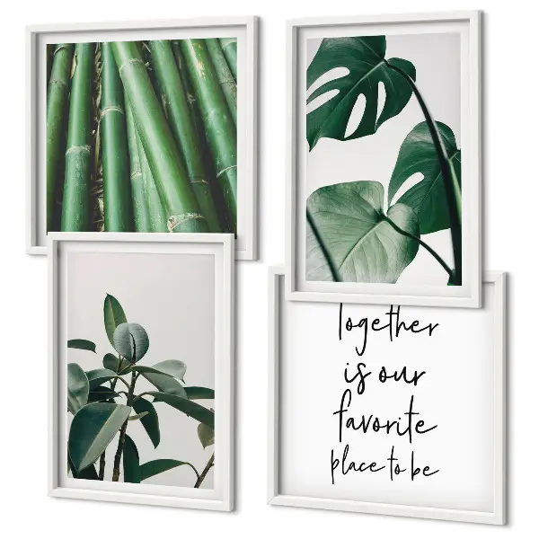 Bamboo plant leaves wall decor set multi-piece