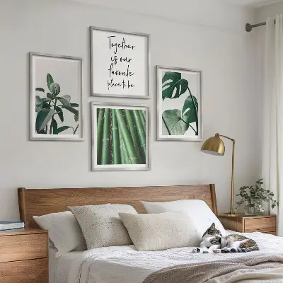 Bamboo plant leaves wall decor set multi-piece