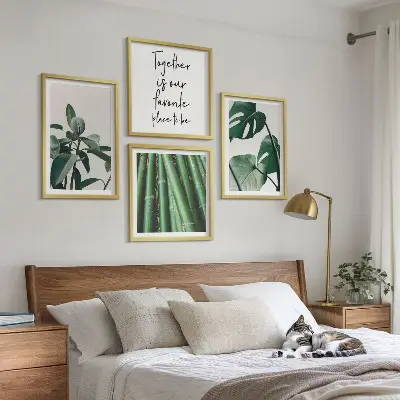 Bamboo plant leaves wall decor set multi-piece