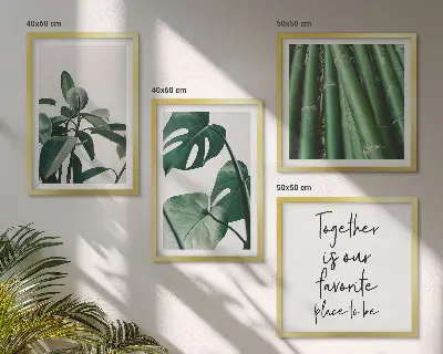 Bamboo plant leaves wall decor set multi-piece