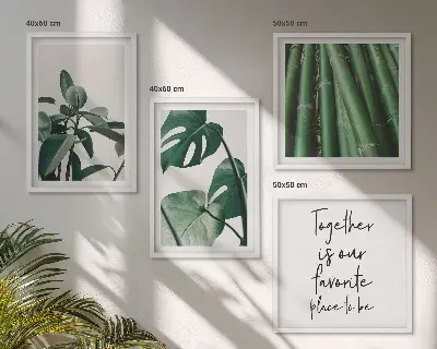Bamboo plant leaves wall decor set multi-piece