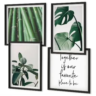 Bamboo plant leaves wall decor set multi-piece
