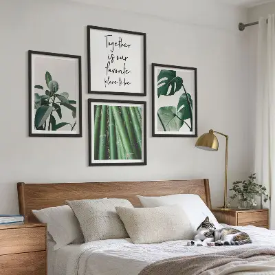 Bamboo plant leaves wall decor set multi-piece