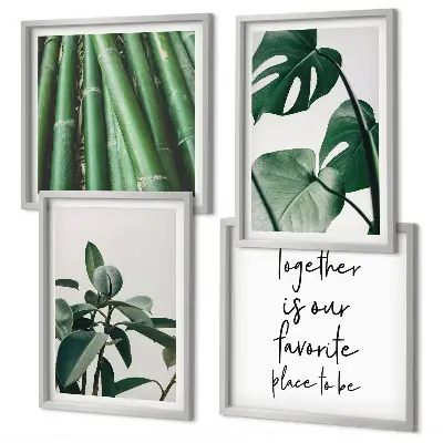 Bamboo plant leaves wall decor set multi-piece