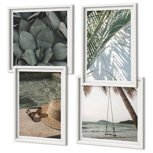 Wall art set Tropical plants for vacation