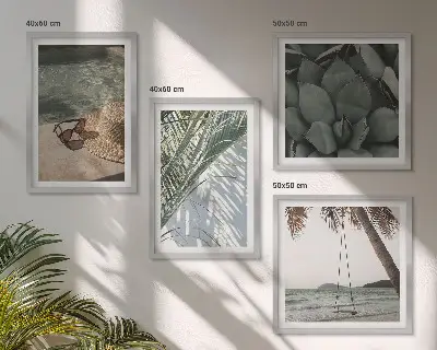 Tropical plants wall art set vacation themed
