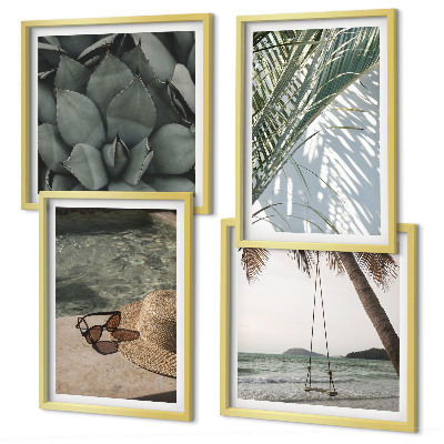 Wall art set Tropical plants for vacation