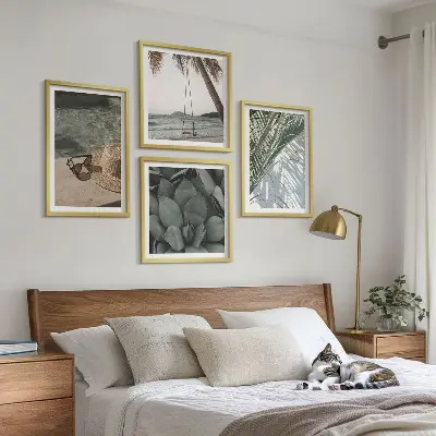 Tropical plants wall art set vacation themed