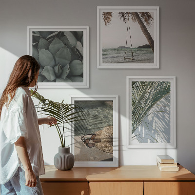 Wall art set Tropical plants for vacation
