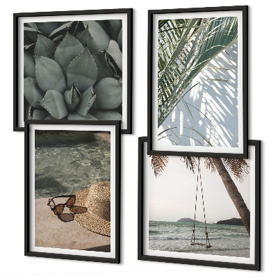 Wall art set Tropical plants for vacation