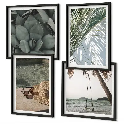 Tropical plants wall art set vacation themed