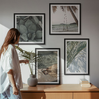 Wall art set Tropical plants for vacation