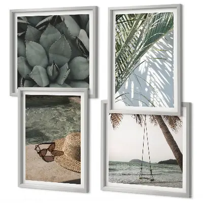 Tropical plants wall art set vacation themed