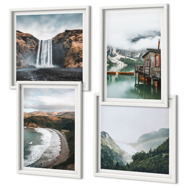 Multi-piece wall decor set Mountain beaches clouds water
