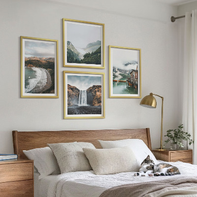 Multi-piece wall decor set Mountain beaches clouds water