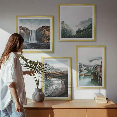 Multi-piece wall decor set Mountain beaches clouds water