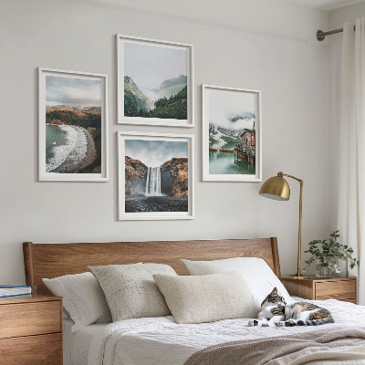 Multi-piece wall decor set Mountain beaches clouds water