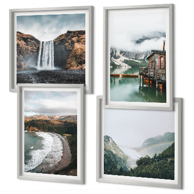 Multi-piece wall decor set Mountain beaches clouds water