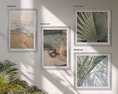 Wall art set Water beach hat sunglasses