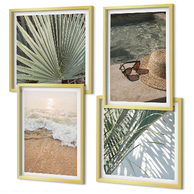 Wall art set Water beach hat sunglasses