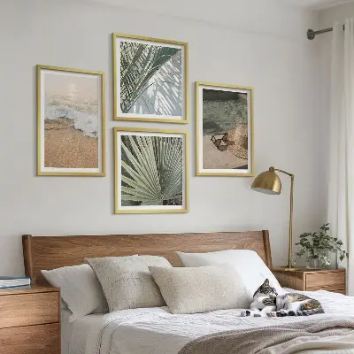 Wall art set water beach hat sunglasses design