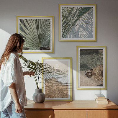Wall art set Water beach hat sunglasses