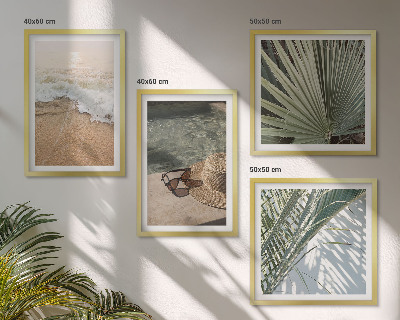 Wall art set Water beach hat sunglasses