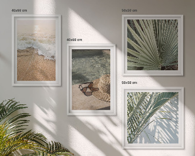 Wall art set Water beach hat sunglasses