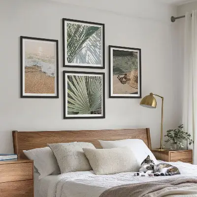 Wall art set water beach hat sunglasses design