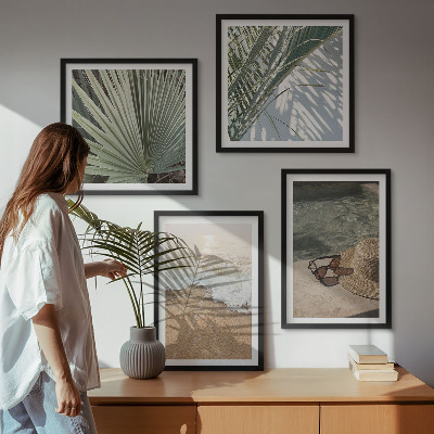 Wall art set Water beach hat sunglasses