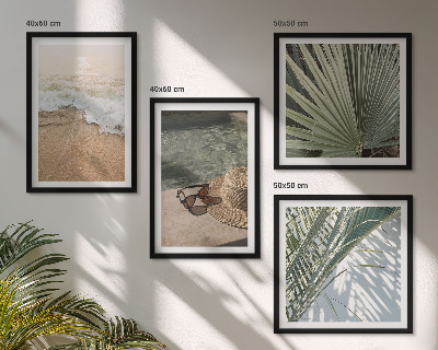 Wall art set Water beach hat sunglasses