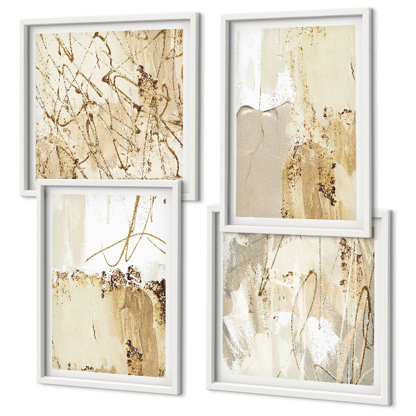 Wall art set Abstract patterns beige white