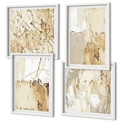 Wall art set Abstract patterns beige white