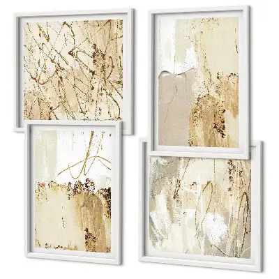 Wall art set with abstract patterns in beige and white
