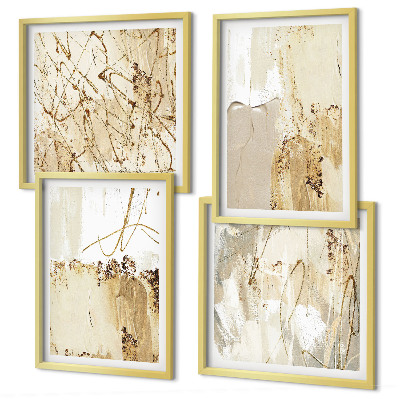 Wall art set Abstract patterns beige white