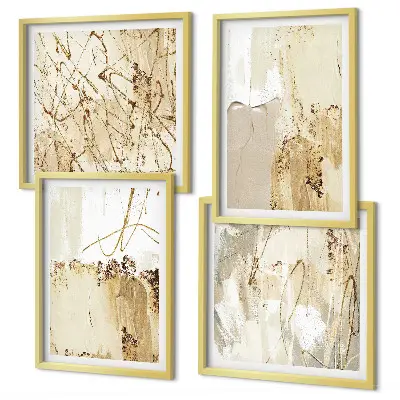 Wall art set with abstract patterns in beige and white
