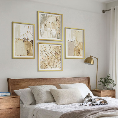 Wall art set Abstract patterns beige white