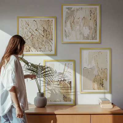 Wall art set Abstract patterns beige white